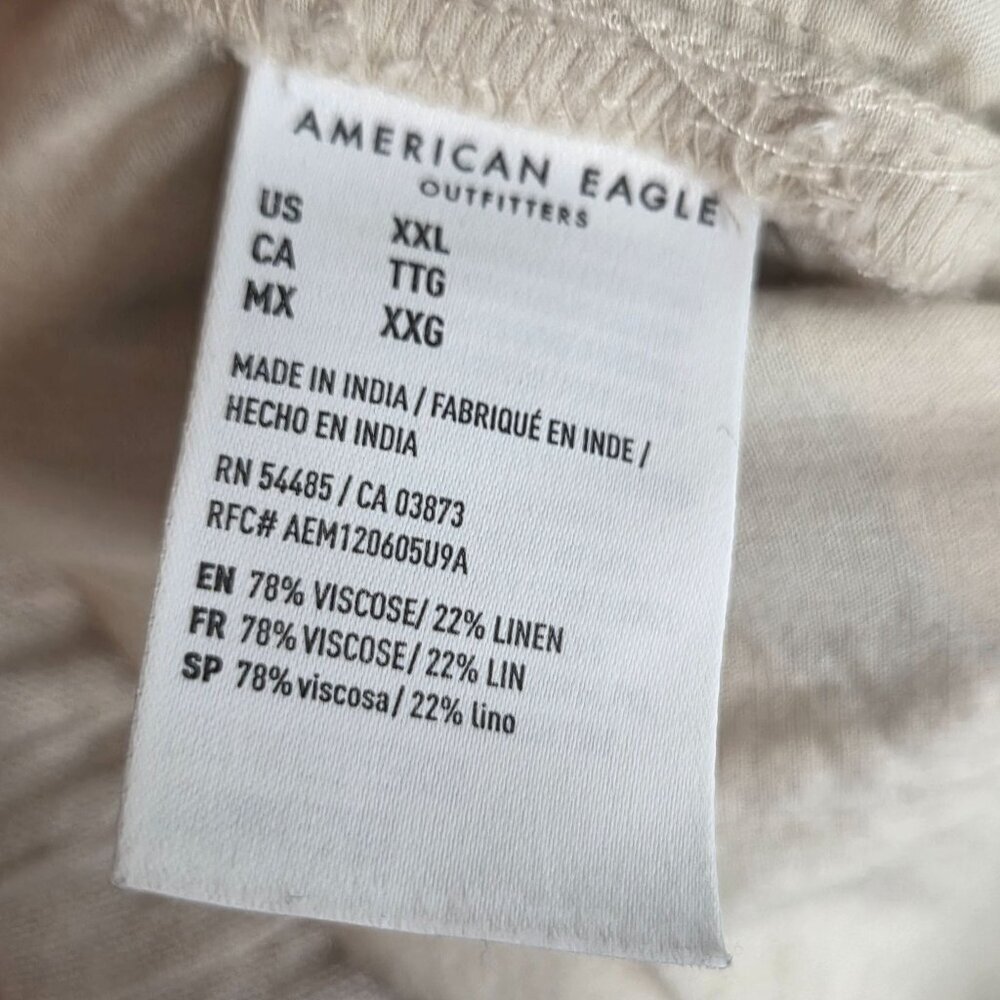 American Eagle Women's Linen Pants Beige Tan Elastic waistband Relaxed Size XXL - Picture 9 of 9
